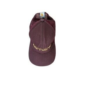 Carhartt Mesh Back Trucker Hat Burgundy Snapback Cap One Size Cotton SP22